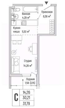 Студия квартира, вторичка, 32м2, 7/9 этаж
