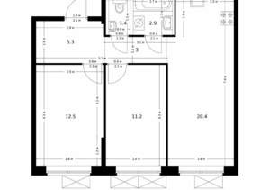 2-к квартира, вторичка, 57м2, 7/9 этаж