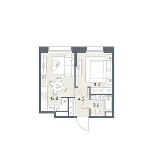 1-к квартира, вторичка, 35м2, 5/6 этаж