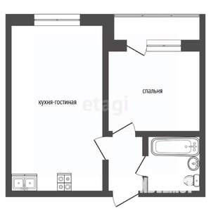 1-к квартира, вторичка, 40м2, 6/9 этаж