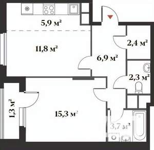 2-к квартира, вторичка, 51м2, 4/6 этаж