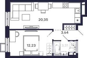 1-к квартира, вторичка, 40м2, 3/28 этаж