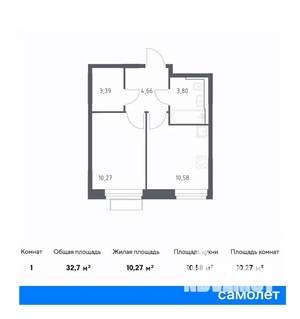 1-к квартира, вторичка, 33м2, 14/24 этаж