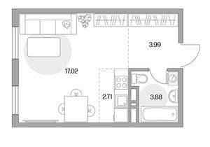 Студия квартира, строящийся дом, 28м2, 6/6 этаж