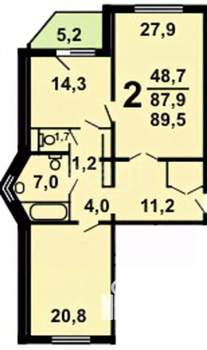 3-к квартира, вторичка, 90м2, 7/25 этаж