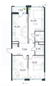 3-к квартира, вторичка, 78м2, 6/10 этаж