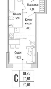 Студия квартира, вторичка, 25м2, 1/9 этаж