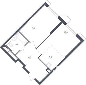 1-к квартира, строящийся дом, 52м2, 2/30 этаж