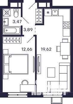 1-к квартира, вторичка, 40м2, 18/28 этаж