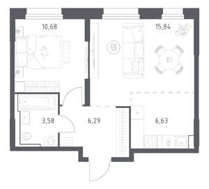 1-к квартира, вторичка, 43м2, 23/24 этаж