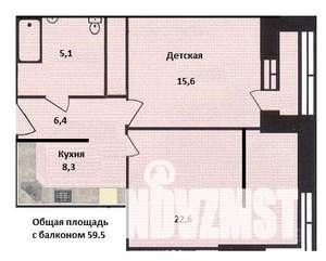 2-к квартира, вторичка, 58м2, 5/25 этаж