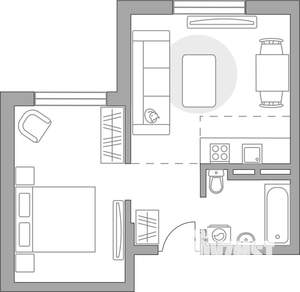 2-к квартира, вторичка, 35м2, 6/6 этаж