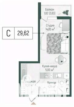 Студия квартира, вторичка, 31м2, 8/10 этаж
