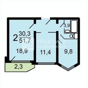 2-к квартира, вторичка, 51м2, 13/19 этаж