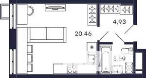 Студия квартира, вторичка, 29м2, 3/28 этаж