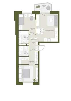 2-к квартира, вторичка, 58м2, 2/8 этаж