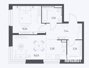 2-к квартира, вторичка, 42м2, 12/24 этаж
