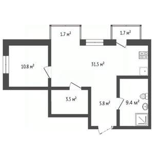 1-к квартира, вторичка, 66м2, 14/25 этаж