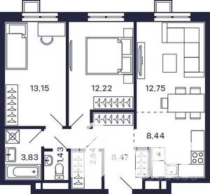 2-к квартира, строящийся дом, 63м2, 16/28 этаж