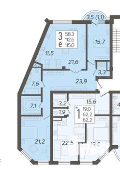 3-к квартира, вторичка, 112м2, 2/10 этаж