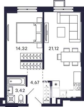 1-к квартира, вторичка, 44м2, 2/28 этаж