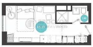 Студия квартира, вторичка, 19м2, 24/32 этаж