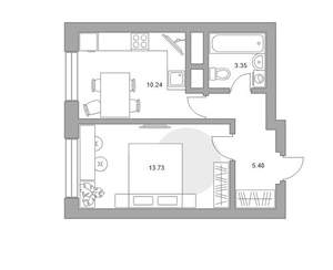 1-к квартира, вторичка, 33м2, 4/24 этаж