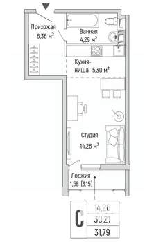 Студия квартира, вторичка, 32м2, 9/9 этаж
