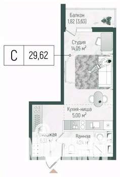 Студия квартира, вторичка, 31м2, 9/10 этаж