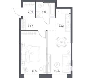 1-к квартира, вторичка, 46м2, 10/24 этаж