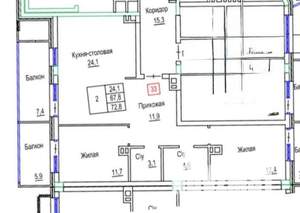 2-к квартира, вторичка, 73м2, 4/9 этаж