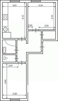 2-к квартира, вторичка, 73м2, 2/24 этаж