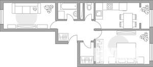 2-к квартира, строящийся дом, 54м2, 2/8 этаж