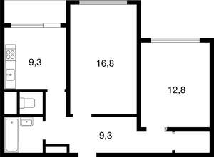 2-к квартира, вторичка, 55м2, 8/9 этаж