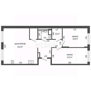 3-к квартира, вторичка, 79м2, 15/19 этаж