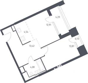 1-к квартира, строящийся дом, 54м2, 4/30 этаж