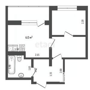 1-к квартира, вторичка, 35м2, 4/8 этаж