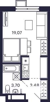 Студия квартира, строящийся дом, 27м2, 20/28 этаж