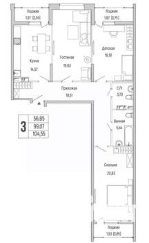 2-к квартира, вторичка, 105м2, 8/9 этаж