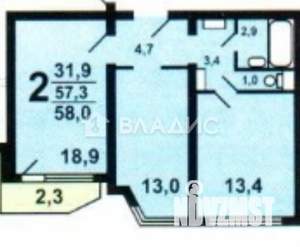 2-к квартира, вторичка, 56м2, 2/24 этаж
