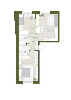 2-к квартира, вторичка, 57м2, 1/8 этаж