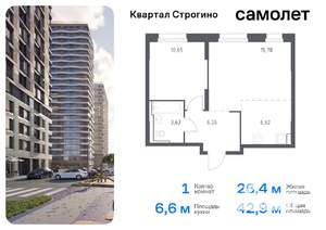 1-к квартира, вторичка, 43м2, 2/24 этаж