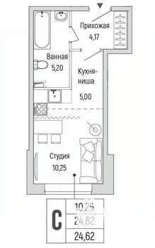 Студия квартира, вторичка, 25м2, 1/9 этаж