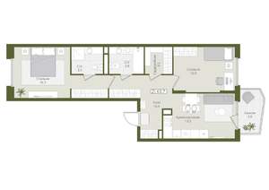 2-к квартира, вторичка, 64м2, 3/8 этаж