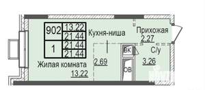 Студия квартира, вторичка, 21м2, 12/24 этаж