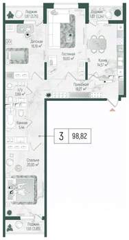 3-к квартира, вторичка, 104м2, 3/10 этаж