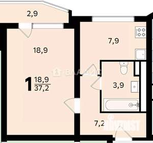 1-к квартира, вторичка, 40м2, 17/17 этаж