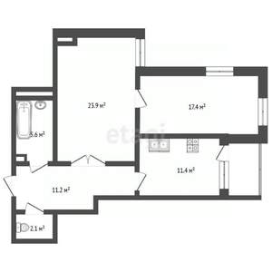 2-к квартира, вторичка, 74м2, 9/19 этаж