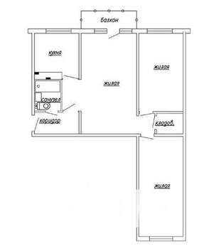 3-к квартира, вторичка, 56м2, 4/4 этаж