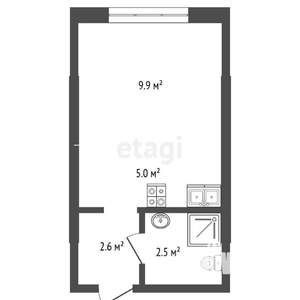 Студия квартира, вторичка, 20м2, 3/9 этаж